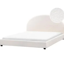 2-Persoons Bedden-Beliani VAUCLUSE - Tweepersoonsbed - Gebroken wit - 180 x 200 cm - Bouclé