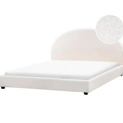 2-Persoons Bedden-Beliani VAUCLUSE - Tweepersoonsbed - Gebroken wit - 180 x 200 cm - Bouclé