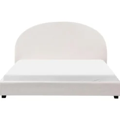 2-Persoons Bedden-Beliani VAUCLUSE - Tweepersoonsbed - Gebroken wit - 180 x 200 cm - Bouclé