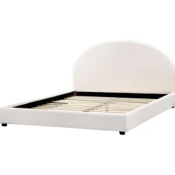 2-Persoons Bedden-Beliani VAUCLUSE - Tweepersoonsbed - Gebroken wit - 180 x 200 cm - Bouclé
