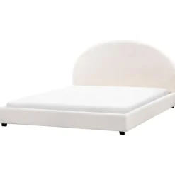 2-Persoons Bedden-Beliani VAUCLUSE - Tweepersoonsbed - Gebroken wit - 180 x 200 cm - Bouclé