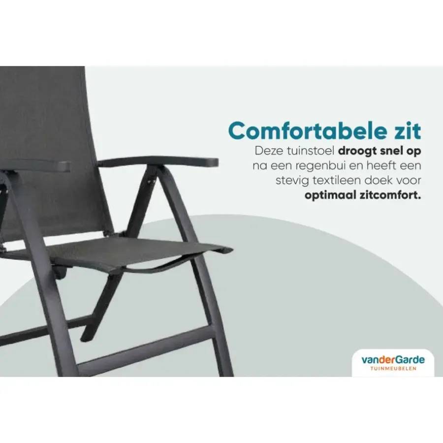 Tuinstoelen-Van der Garde Tuinmeubelen - Premium VDG Corsica verstelbare tuinstoel - Antraciet