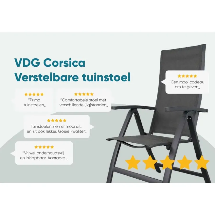 Tuinstoelen-Van der Garde Tuinmeubelen - Premium VDG Corsica verstelbare tuinstoel - Antraciet