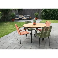 Tuinstoelen-Van der Garde Tuinmeubelen - Premium VDG Denver rope stapelbare tuinstoel Terracotta