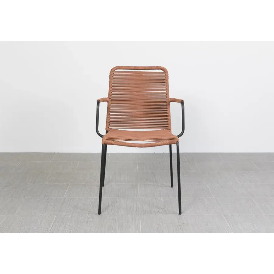 Tuinstoelen-Van der Garde Tuinmeubelen - Premium VDG Denver rope stapelbare tuinstoel Terracotta