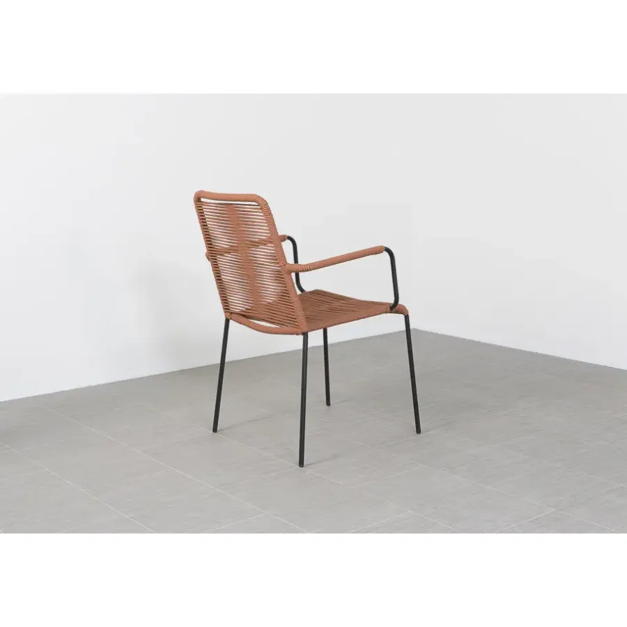 Tuinstoelen-Van der Garde Tuinmeubelen - Premium VDG Denver rope stapelbare tuinstoel Terracotta