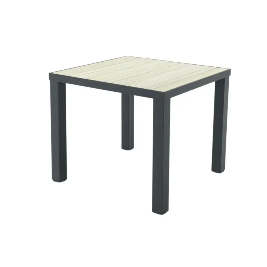 Van der Garde Tuinmeubelen - Premium VDG Nola tuintafel 90x90 cm. - Antraciet/Houtlook