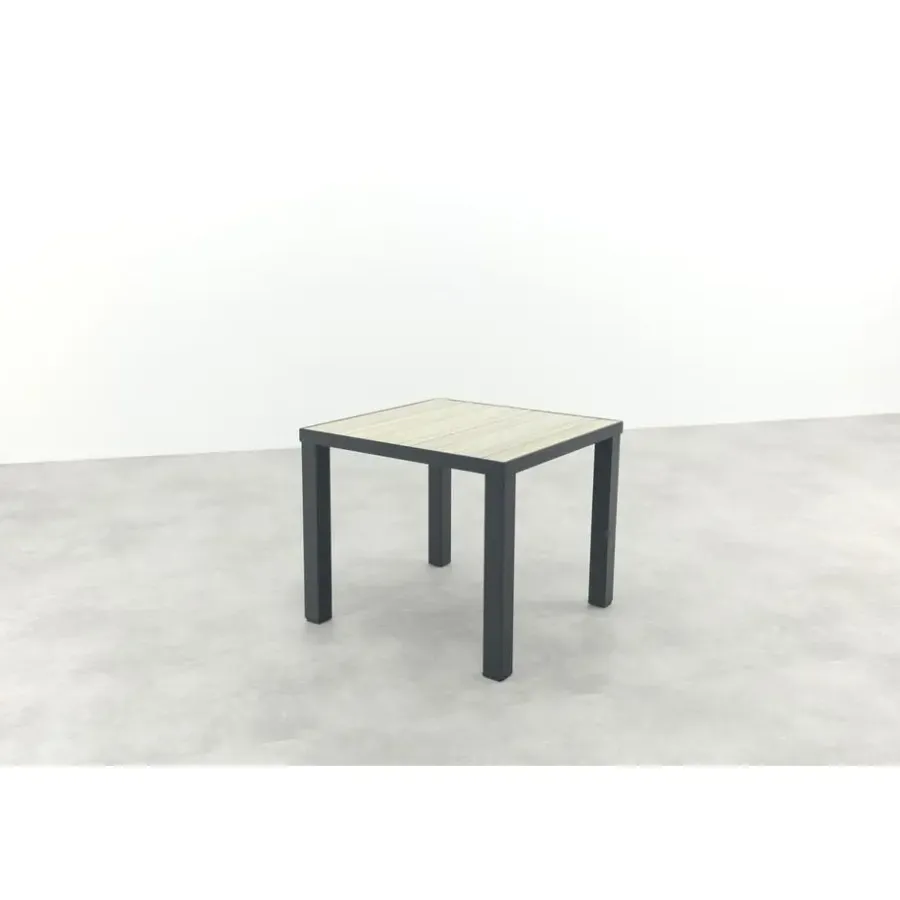 Van der Garde Tuinmeubelen - Premium VDG Nola tuintafel 90x90 cm. - Antraciet/Houtlook
