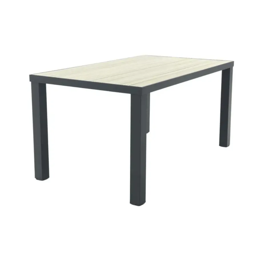 Van der Garde Tuinmeubelen - Premium VDG Nola tuintafel 160x90 cm. - Antraciet/Houtlook