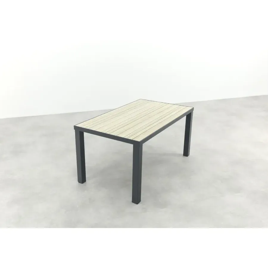 Van der Garde Tuinmeubelen - Premium VDG Nola tuintafel 160x90 cm. - Antraciet/Houtlook
