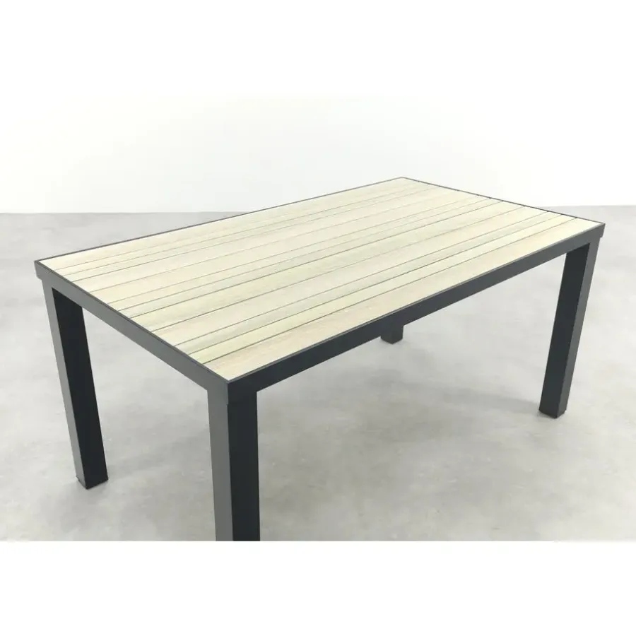 Van der Garde Tuinmeubelen - Premium VDG Nola tuintafel 160x90 cm. - Antraciet/Houtlook