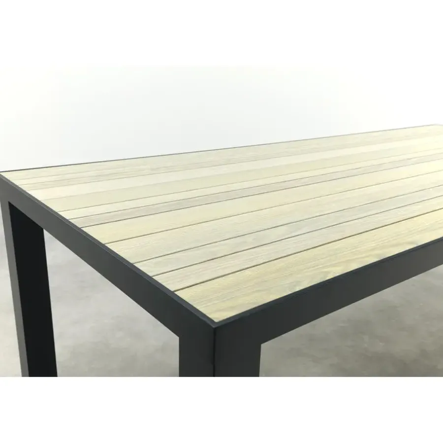 Van der Garde Tuinmeubelen - Premium VDG Nola tuintafel 160x90 cm. - Antraciet/Houtlook