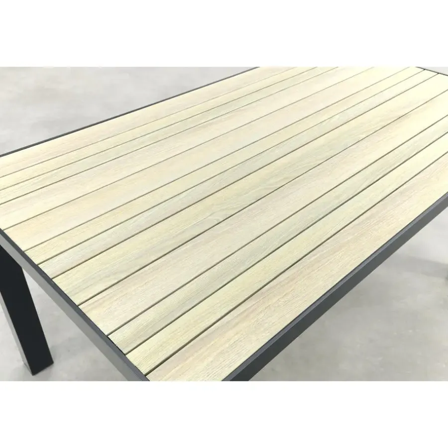 Van der Garde Tuinmeubelen - Premium VDG Nola tuintafel 160x90 cm. - Antraciet/Houtlook