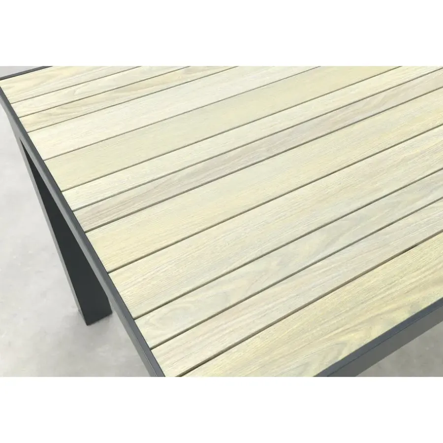Van der Garde Tuinmeubelen - Premium VDG Nola tuintafel 160x90 cm. - Antraciet/Houtlook