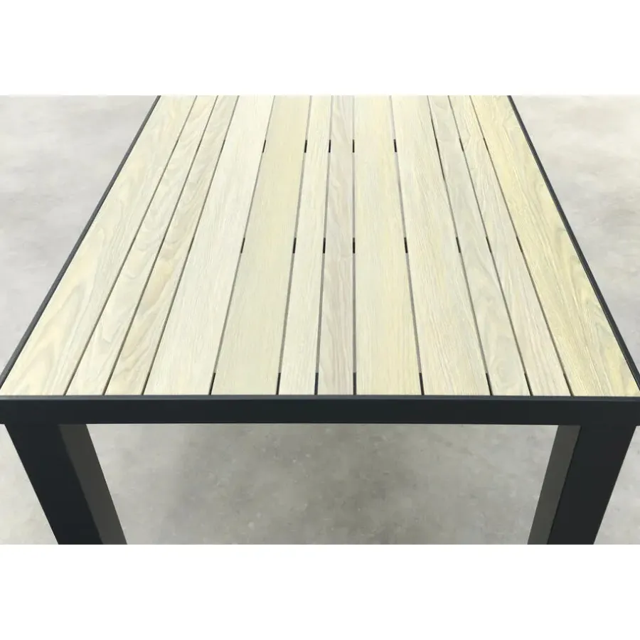 Van der Garde Tuinmeubelen - Premium VDG Nola tuintafel 160x90 cm. - Antraciet/Houtlook