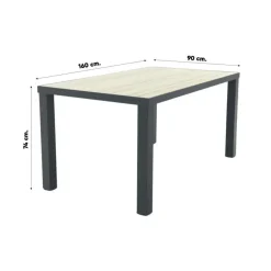 Van der Garde Tuinmeubelen - Premium VDG Nola tuintafel 160x90 cm. - Antraciet/Houtlook