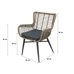 Tuinstoelen-Van der Garde Tuinmeubelen - Premium VDG Set van 4 - Jasmine dining tuinstoel - Naturel