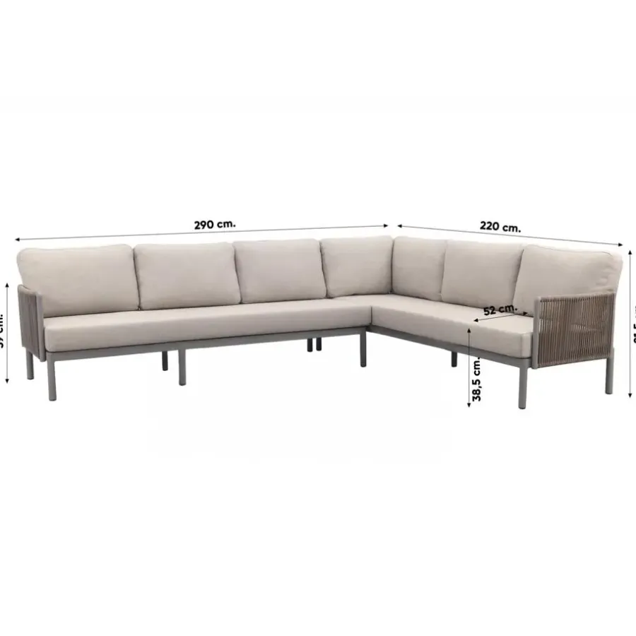 Van der Garde Tuinmeubelen - Premium VDG Sierra hoek loungeset + loungestoel - Naturel/Grijs