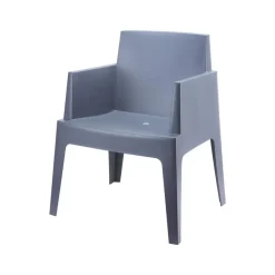 Tuinstoelen-Siesta Exclusive VDG Siesta Box stapelbare stoel - Donkergrijs