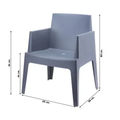 Tuinstoelen-Siesta Exclusive VDG Siesta Box stapelbare stoel - Donkergrijs