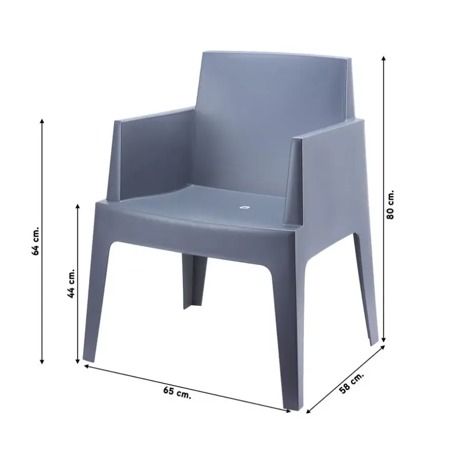 Tuinstoelen-Siesta Exclusive VDG Siesta Box stapelbare stoel - Donkergrijs