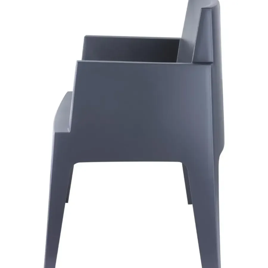Tuinstoelen-Siesta Exclusive VDG Siesta Box stapelbare stoel - Donkergrijs