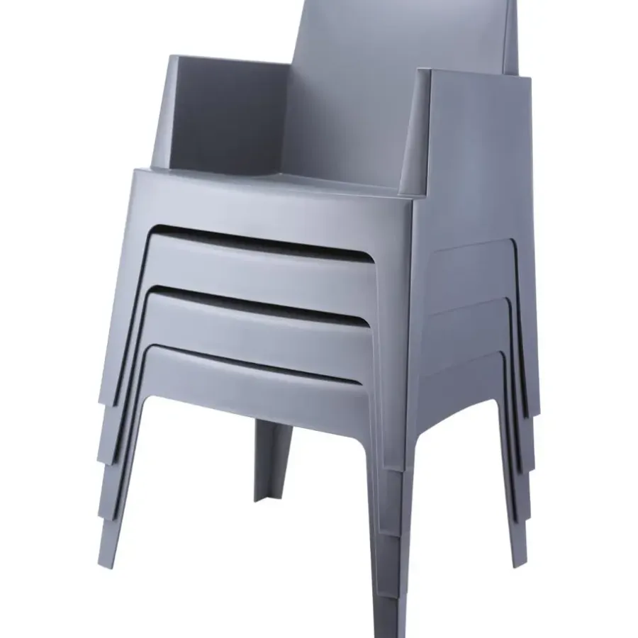 Tuinstoelen-Siesta Exclusive VDG Siesta Box stapelbare stoel - Donkergrijs