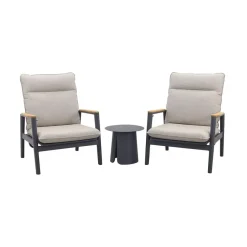 Bistro- & Balkonsets-Van der Garde Tuinmeubelen - Premium VDG Solaro/Velora verstelbare loungestoelen set (3-delig) - Royal grey / Zand
