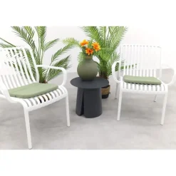 Bistro- & Balkonsets-Van der Garde Tuinmeubelen - Premium VDG Stripe/Velora loungestoelen set (3-delig) - Wit/Royal grey