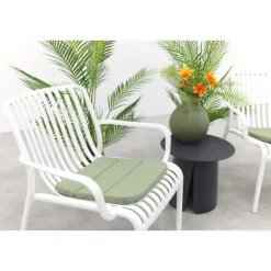 Bistro- & Balkonsets-Van der Garde Tuinmeubelen - Premium VDG Stripe/Velora loungestoelen set (3-delig) - Wit/Royal grey
