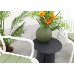 Bistro- & Balkonsets-Van der Garde Tuinmeubelen - Premium VDG Stripe/Velora loungestoelen set (3-delig) - Wit/Royal grey