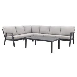 Loungesets-Van der Garde Tuinmeubelen - Premium VDG Viento/Atlanta hoek loungeset (4-delig) - Royal Grey/Antraciet