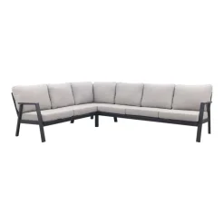 Loungesets-Van der Garde Tuinmeubelen - Premium VDG Viento/Atlanta hoek loungeset (4-delig) - Royal Grey/Antraciet