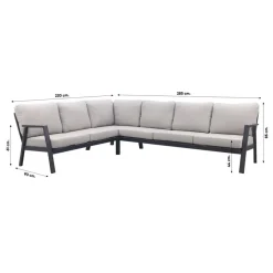 Loungesets-Van der Garde Tuinmeubelen - Premium VDG Viento/Atlanta hoek loungeset (4-delig) - Royal Grey/Antraciet