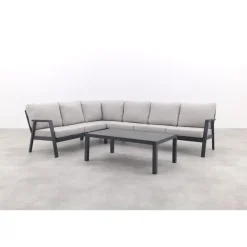 Loungesets-Van der Garde Tuinmeubelen - Premium VDG Viento/Atlanta hoek loungeset (4-delig) - Royal Grey/Antraciet