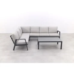 Loungesets-Van der Garde Tuinmeubelen - Premium VDG Viento/Atlanta hoek loungeset (4-delig) - Royal Grey/Antraciet