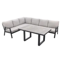 Loungesets-Van der Garde Tuinmeubelen - Premium VDG Viento/Darwin lounge-/diningset (4-delig) - Royal Grey/Antraciet