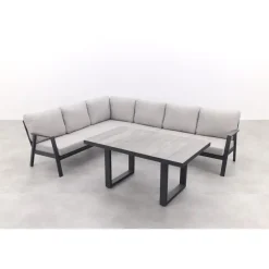 Loungesets-Van der Garde Tuinmeubelen - Premium VDG Viento/Darwin lounge-/diningset (4-delig) - Royal Grey/Antraciet