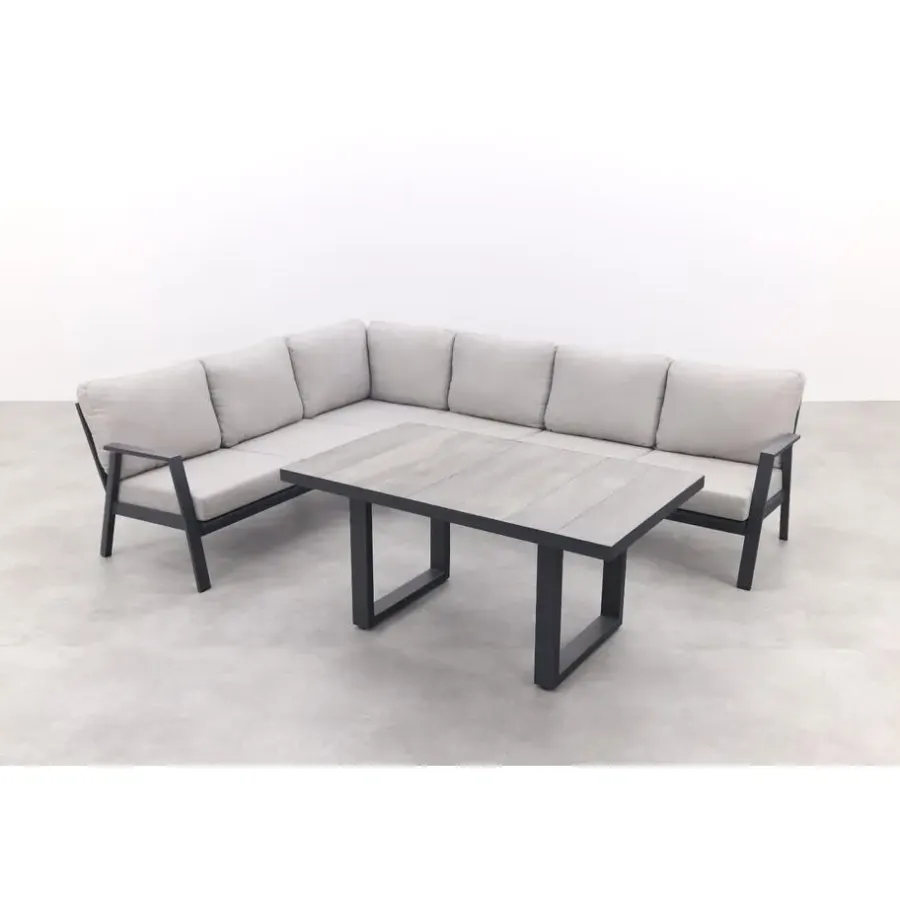 Loungesets-Van der Garde Tuinmeubelen - Premium VDG Viento/Darwin lounge-/diningset (4-delig) - Royal Grey/Antraciet