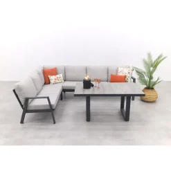 Loungesets-Van der Garde Tuinmeubelen - Premium VDG Viento/Darwin lounge-/diningset (4-delig) - Royal Grey/Antraciet