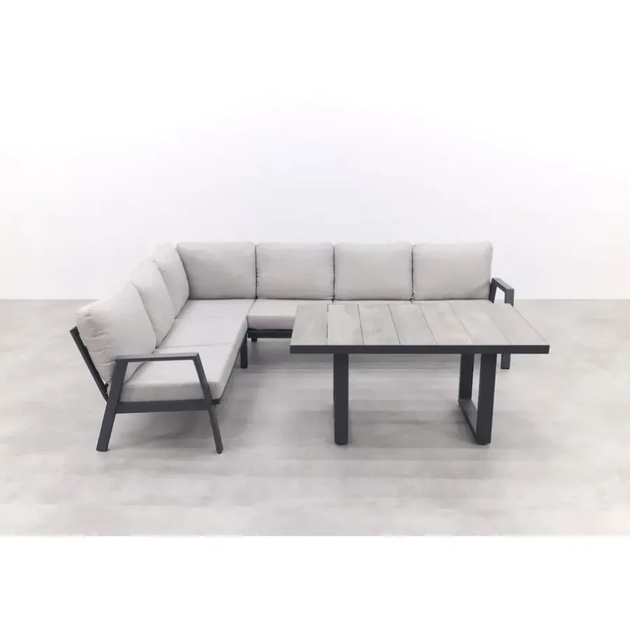 Loungesets-Van der Garde Tuinmeubelen - Premium VDG Viento/Darwin lounge-/diningset (4-delig) - Royal Grey/Antraciet