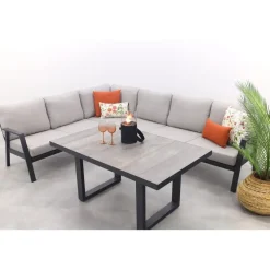Loungesets-Van der Garde Tuinmeubelen - Premium VDG Viento/Darwin lounge-/diningset (4-delig) - Royal Grey/Antraciet