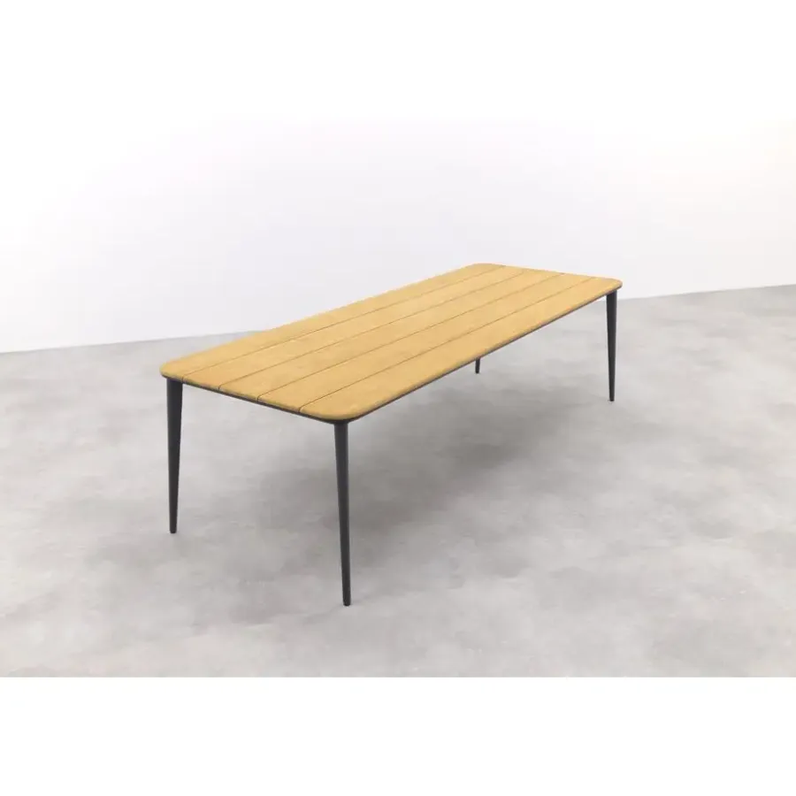 Tuintafels-Van der Garde Tuinmeubelen - Premium Vdgarde Premium Alaska tuintafel - teak/alu - antraciet - 270x100 cm