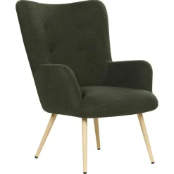 Fauteuils-Beliani VEJLE II - Fauteuil met hocker - Donkergroen - Bouclé