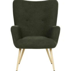 Fauteuils-Beliani VEJLE II - Fauteuil met hocker - Donkergroen - Bouclé