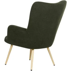 Fauteuils-Beliani VEJLE II - Fauteuil met hocker - Donkergroen - Bouclé
