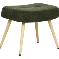 Fauteuils-Beliani VEJLE II - Fauteuil met hocker - Donkergroen - Bouclé