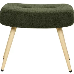 Fauteuils-Beliani VEJLE II - Fauteuil met hocker - Donkergroen - Bouclé