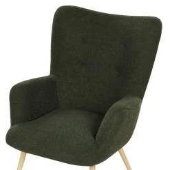 Fauteuils-Beliani VEJLE II - Fauteuil met hocker - Donkergroen - Bouclé