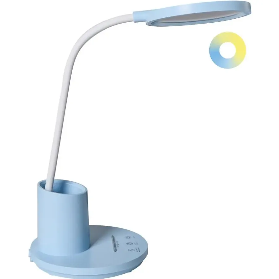 Leen Bakker VELA - Bureaulamp LED - Blauw - Synthetisch materiaal